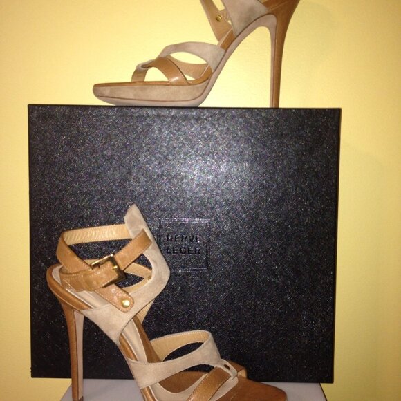 HERVE LEGER Suede / Leather Platform Sandal, Size 7.5, EU 37.5, NARROW !!!, NIB - Picture 7 of 8